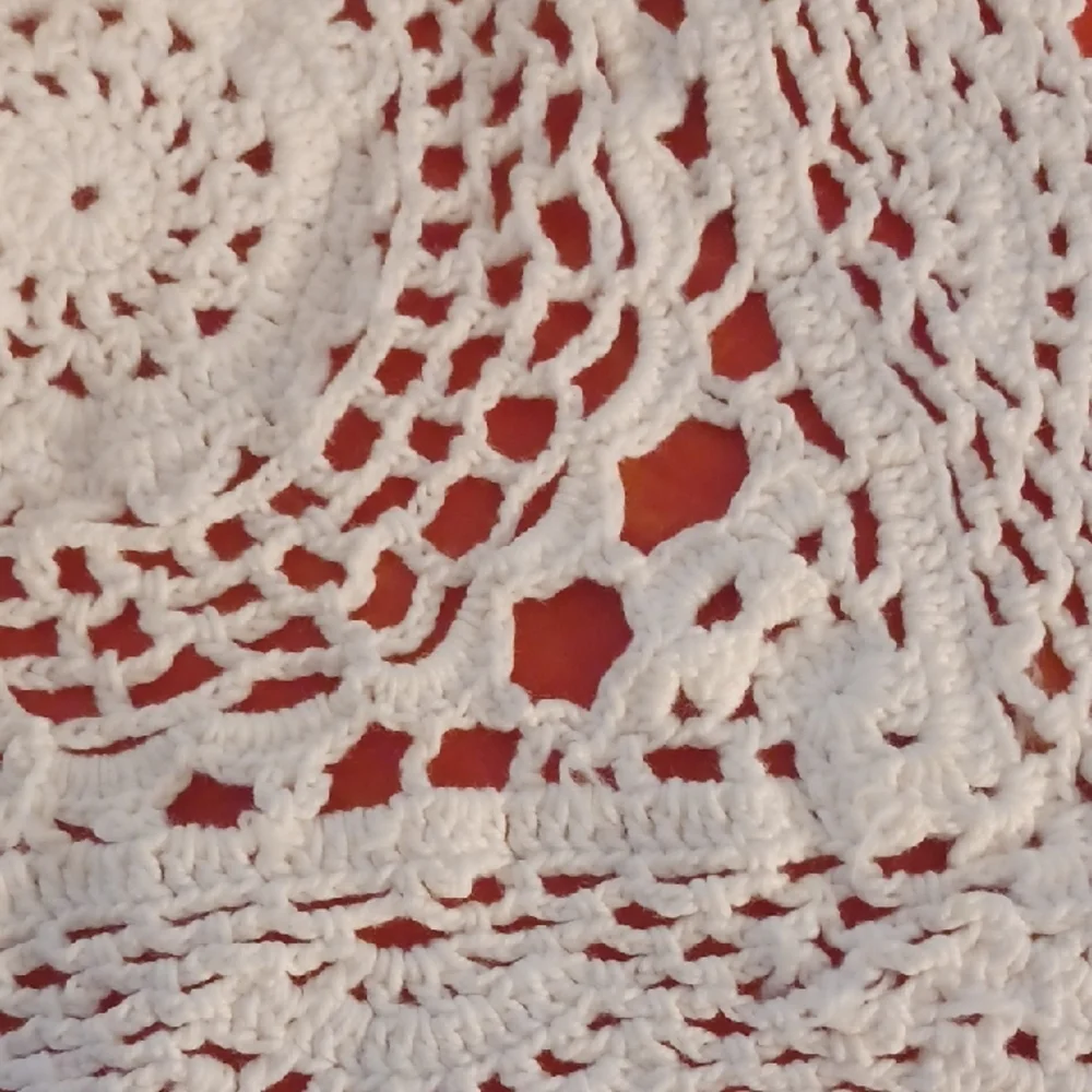 Hand Crocheted Table Runner And Dollies 100 Percent Cotton